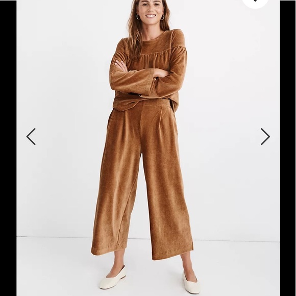 Madewell Pants - Madewell Texture & Thread Pleated Wide-Leg Corduroy Velvet Pants Gold Large L